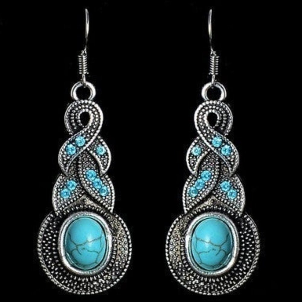NWOT Trendy Synthetic Turquoise Long Earrings